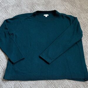 J. Jill Teal crew neck rolled long sleeve sweater EUC 🙌